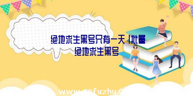 「绝地求生黑号只有一天」|批量绝地求生黑号